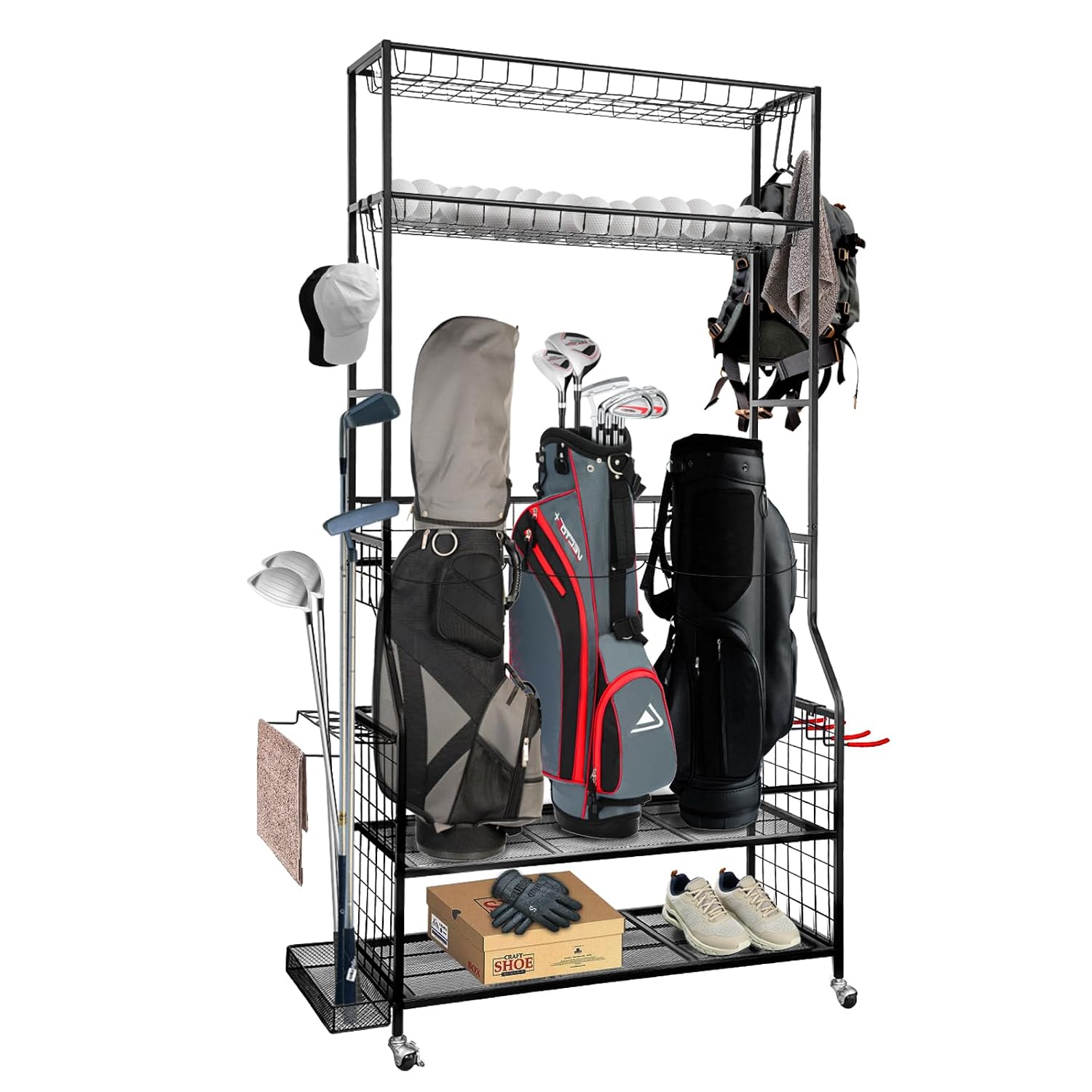 Golf Equipment Garage Organizer - Rak Penyimpanan Tas Golf untuk Garasi