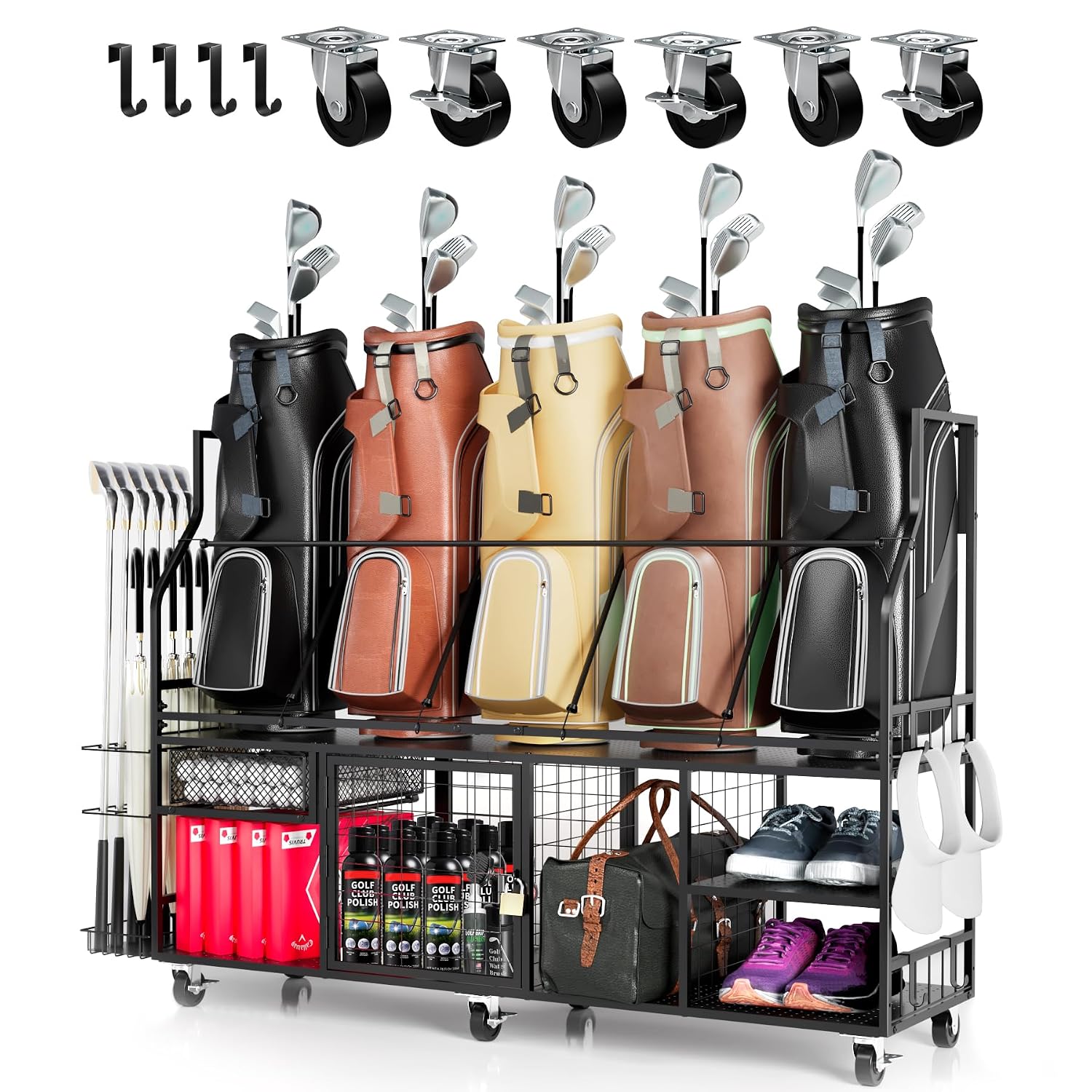 Golf Equipment Garage Organizer - Rak Penyimpanan Golf untuk Tas, Rak