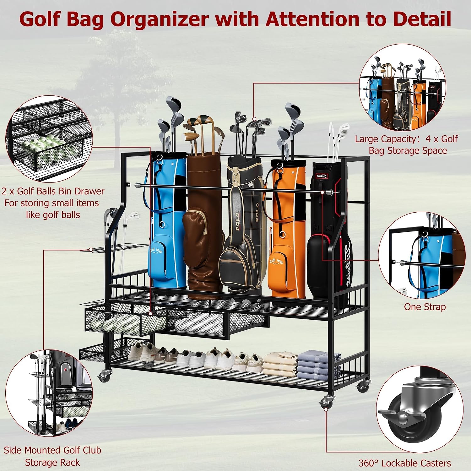 Rak Penyimpanan Tas Golf, Rak  - Golf Equipment Garage Organizer ulasan dan harga