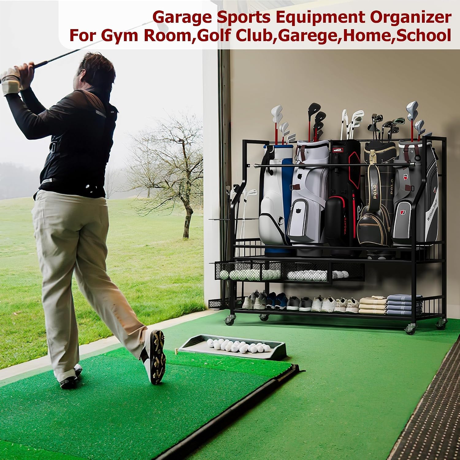 Rak Penyimpanan Tas Golf, Rak  - Golf Equipment Garage Organizer ulasan dan harga