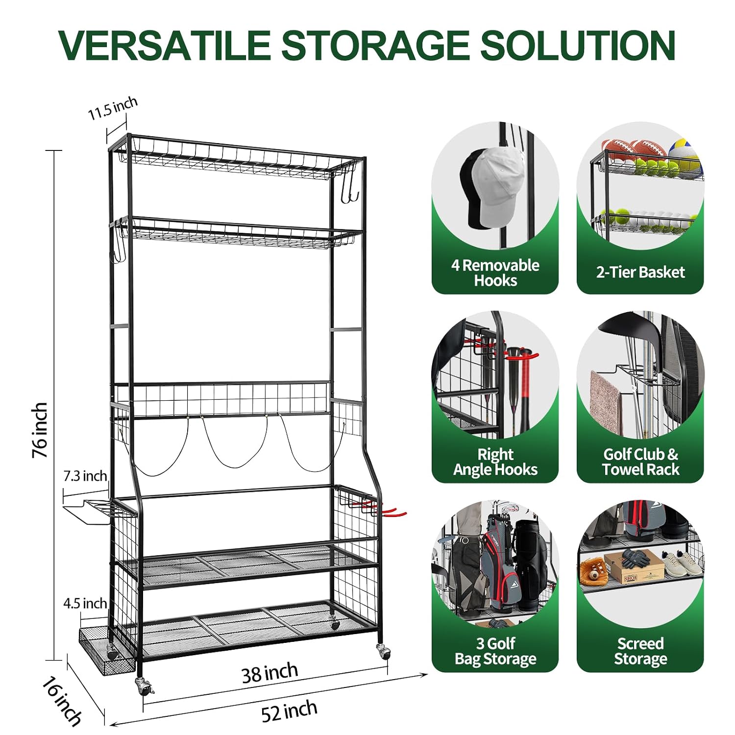 Rak Penyimpanan Tas Golf untuk - Golf Equipment Garage Organizer ulasan dan harga