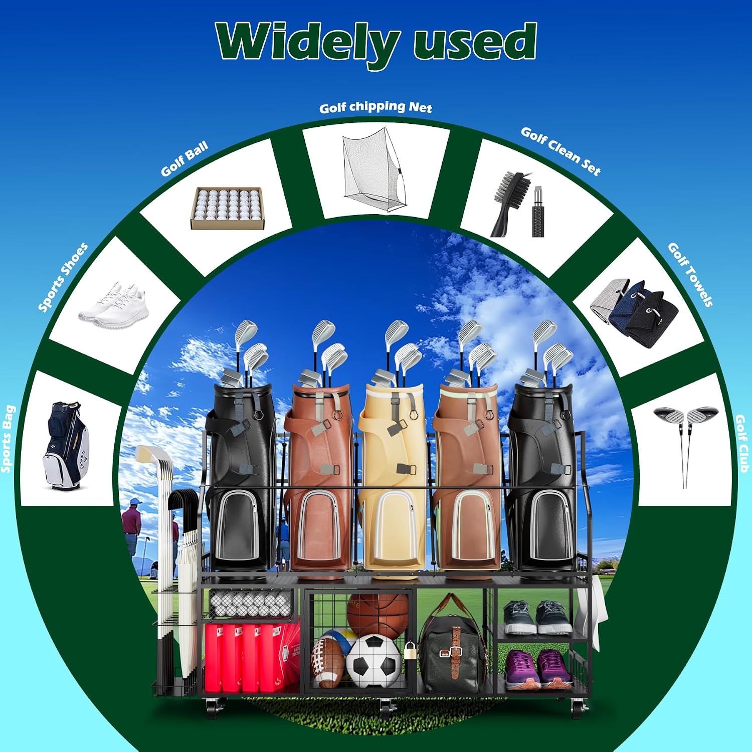 Rak Penyimpanan Golf untuk Tas - Golf Equipment Garage Organizer ulasan dan harga